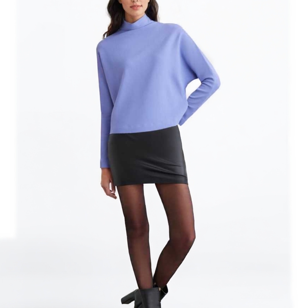 🟣L💜Dynamite Mock Neck Long Sleeves Ribbed Top in Violet / Lavender - Picture 3 of 13